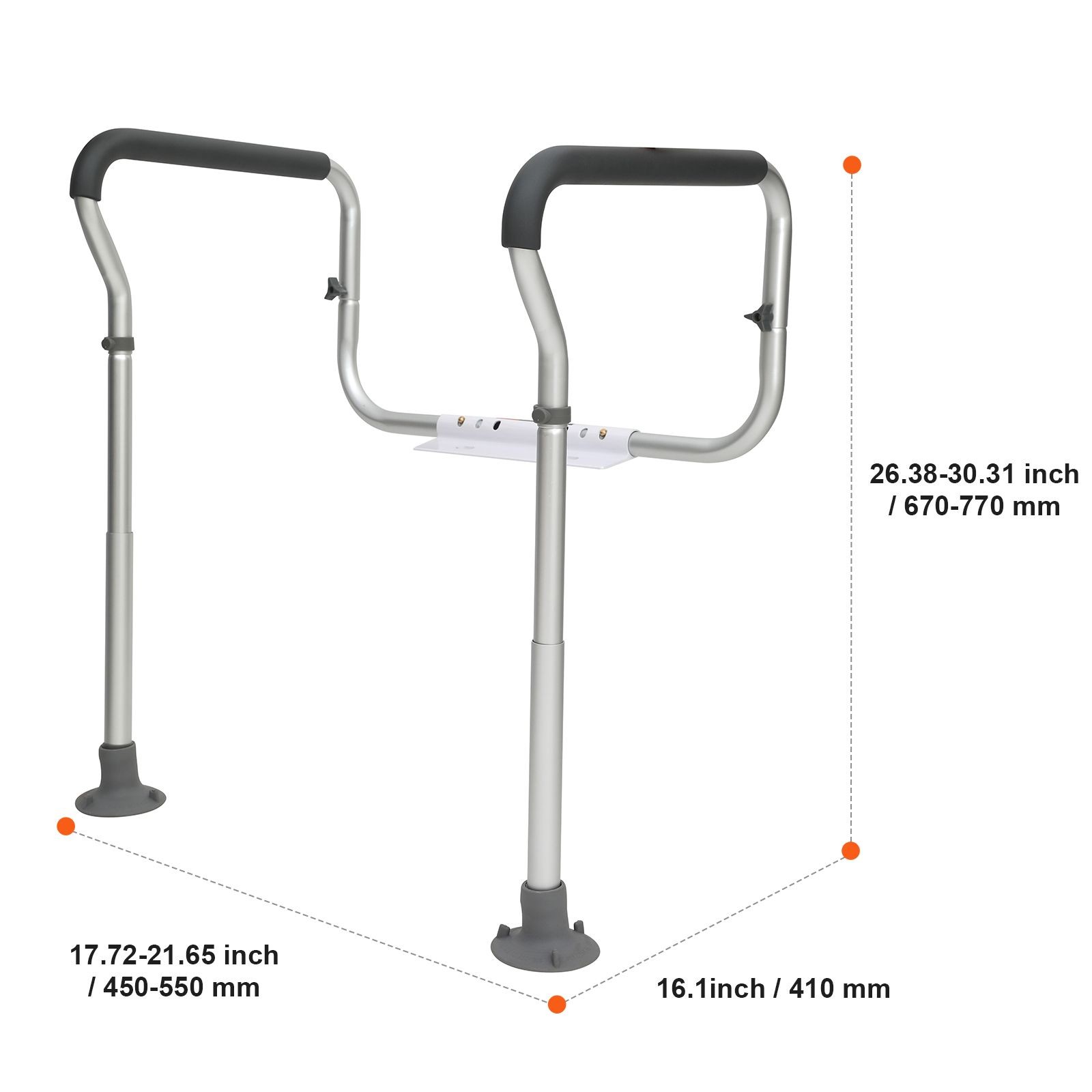 Toilet Safety Rail, Bathroom Toilet Seat Frame, Adjustable Width & Height Fit