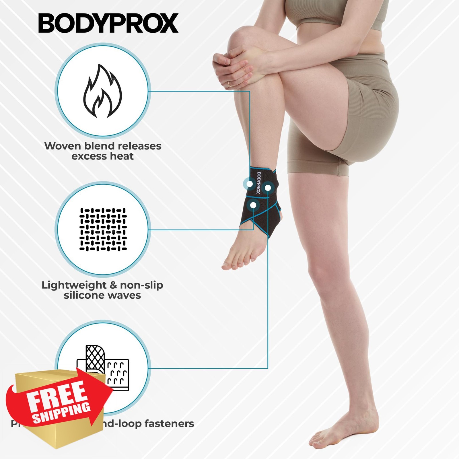 Bodyprox Ankle Support Brace Adjustable One Size