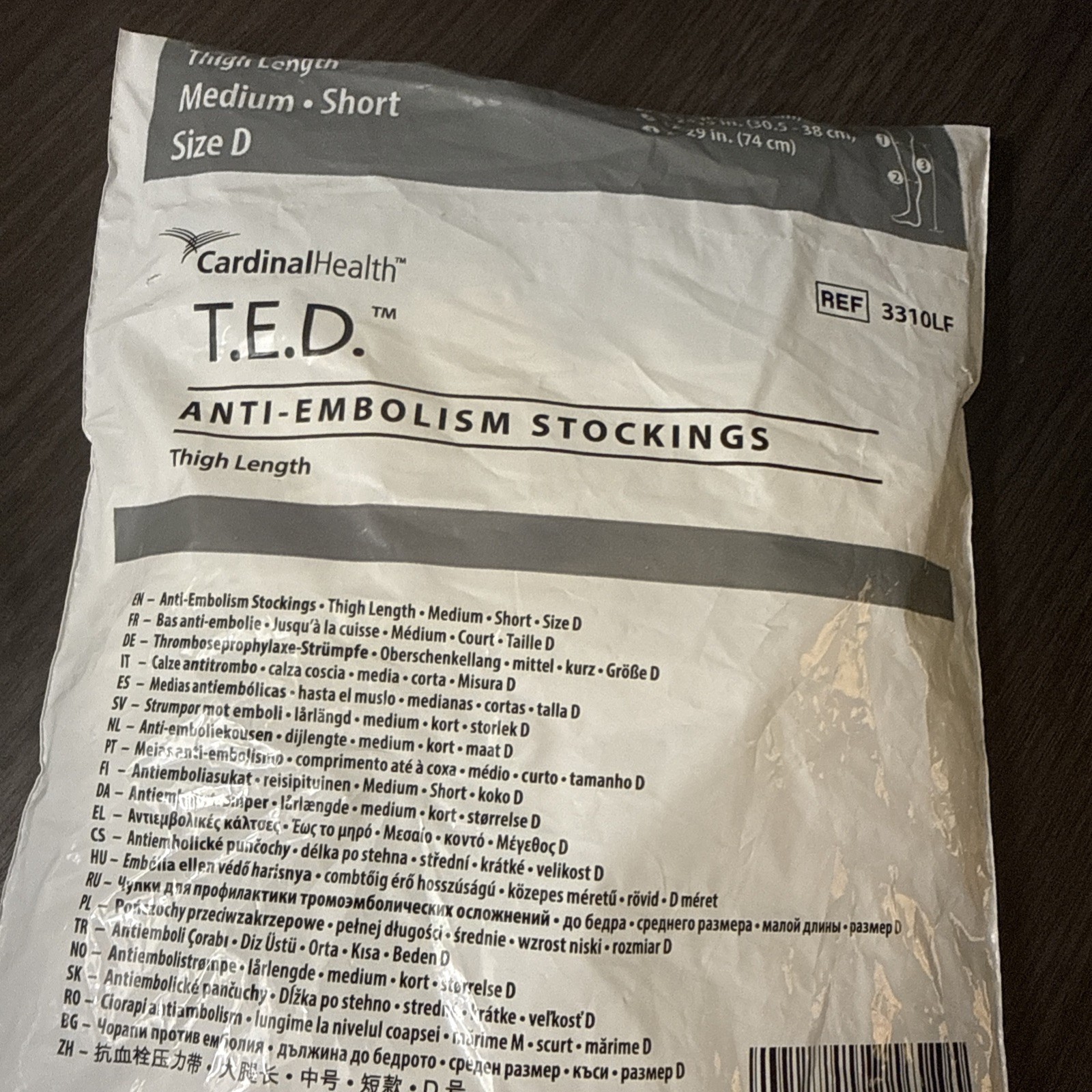 Pair of T.E.D Thigh-Length Anti-Embolism Stockings Medium Short White Size D