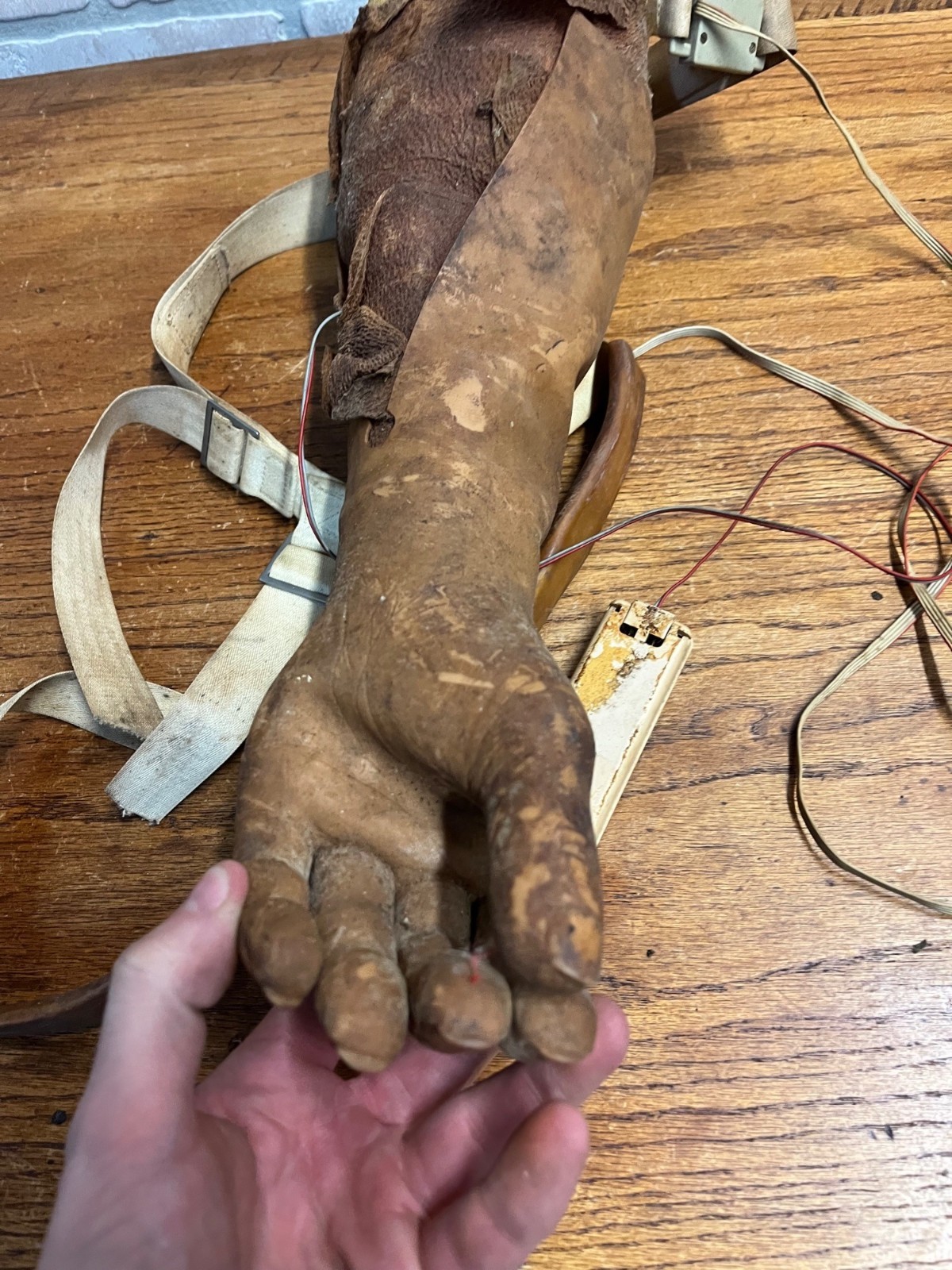Vintage Prosthetic Arm Left Hand Mechanical Rubber Covered Medical Oddity AS-IS