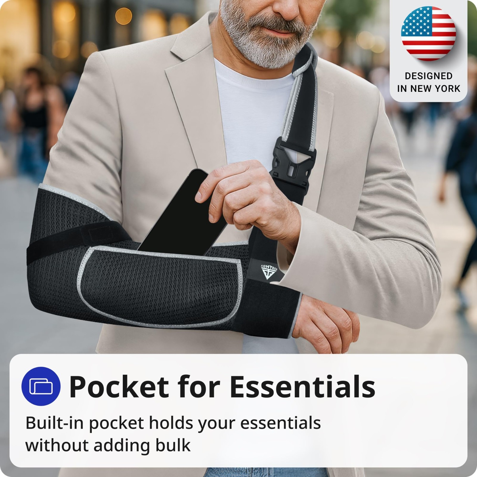 Adjustable Arm Sling Shoulder Immobilizer – Breathable Mesh, Padded Strap, Thumb