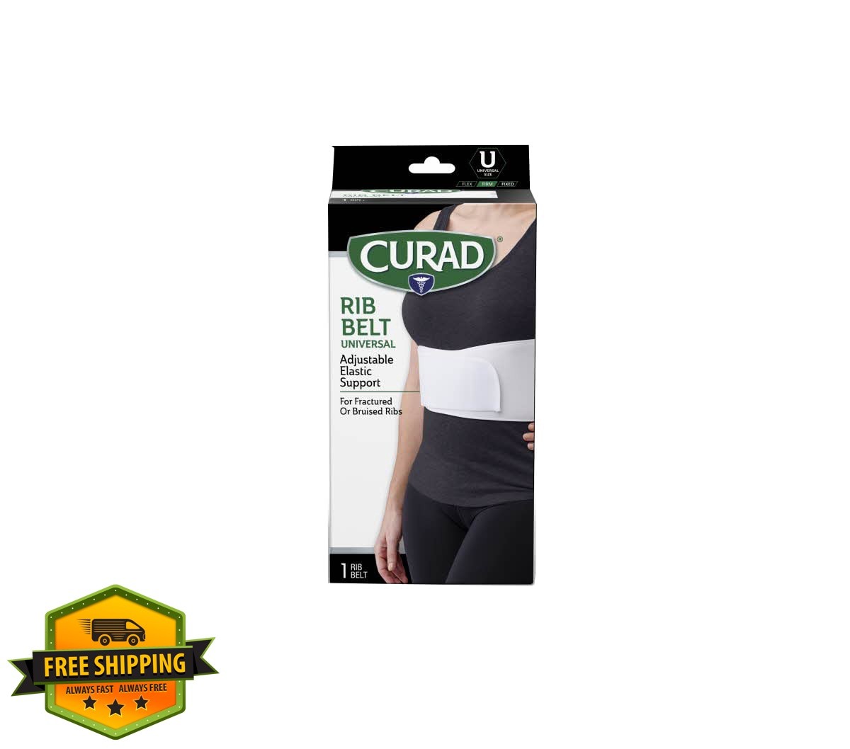 CURAD 6 in Universal Elastic Rib Belt, Adjustable Compression Wrap for Men an…