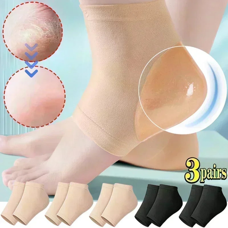 Silicone Heel Socks Anti-Crack Elastic Cloth for Feet Pain Relief Pads Heel Prot