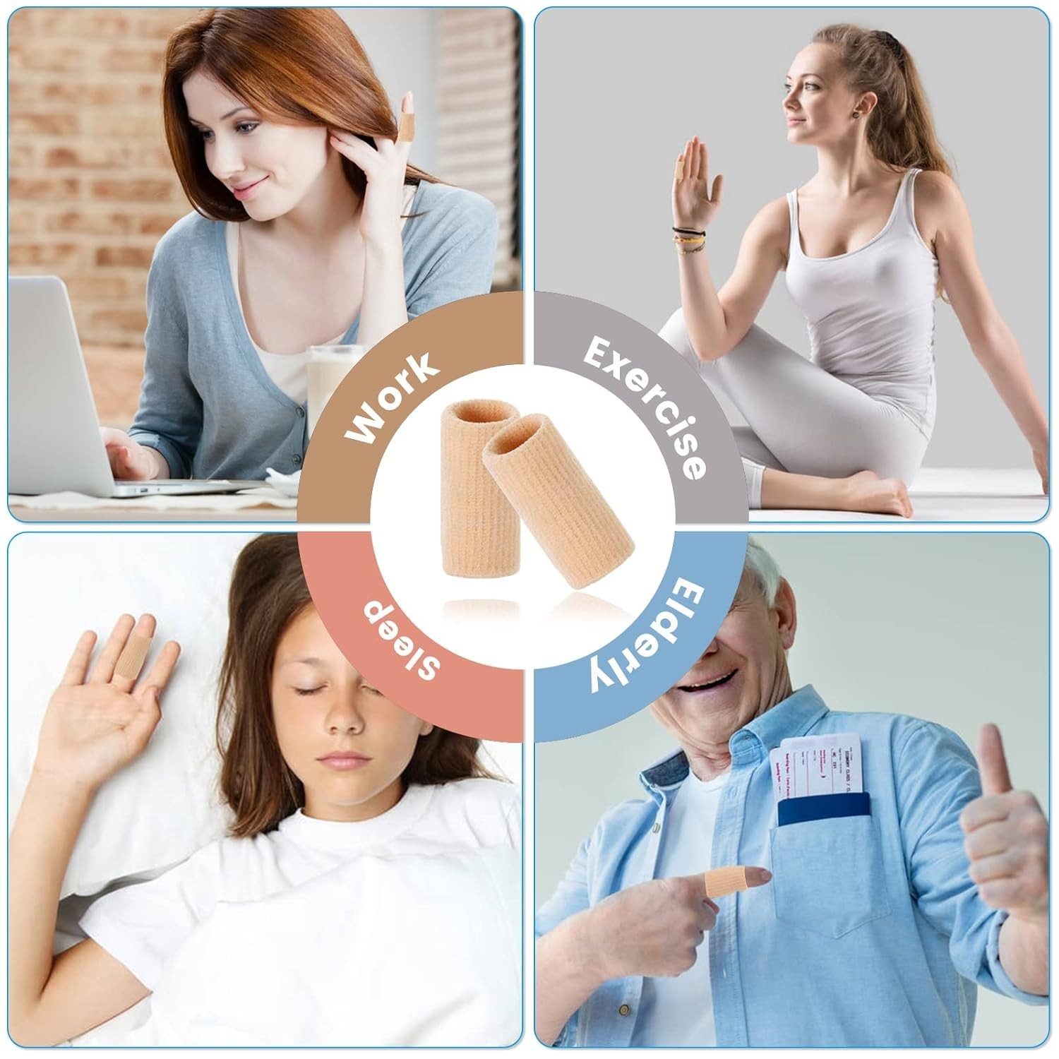 Breathable Finger Compression Sleeves for Arthritis Relief – 10 Pack in Beige