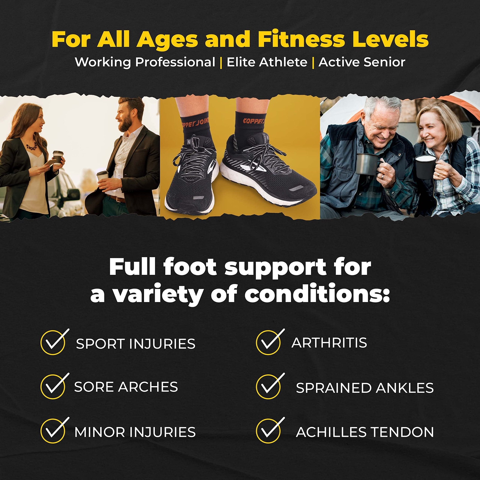 Foot Sleeve – Elastic Ankle Compression Socks for Women & Men Foot Braces Cop…