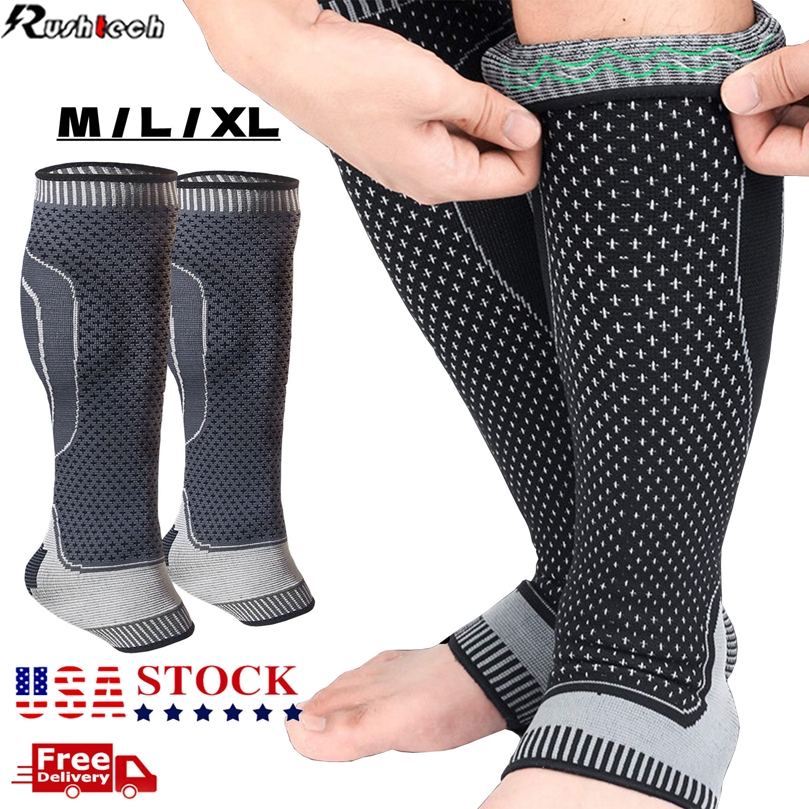 Calf Compression Sleeve Ankle Brace Leg Support Socks Foot Fasciitis Pain Relief