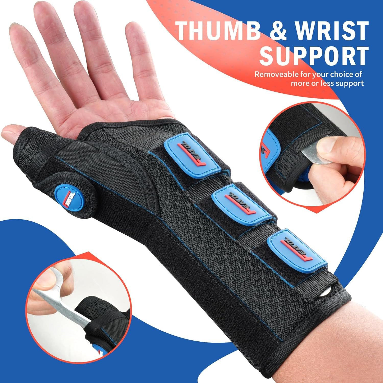 FEATOL Carpal Tunnel Wrist Brace Night Support, Thumb Spica Splint Right Hand fo