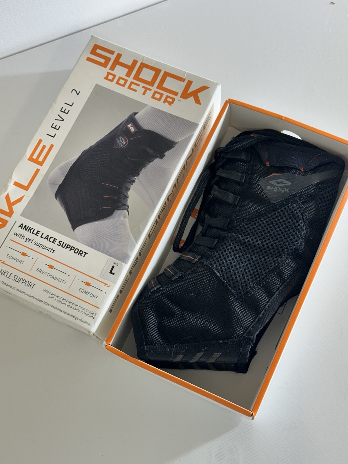 Shock Doctor Ankle Level 2 Ankle Support 849 Ultra Lace Up Ankle , Large, Black