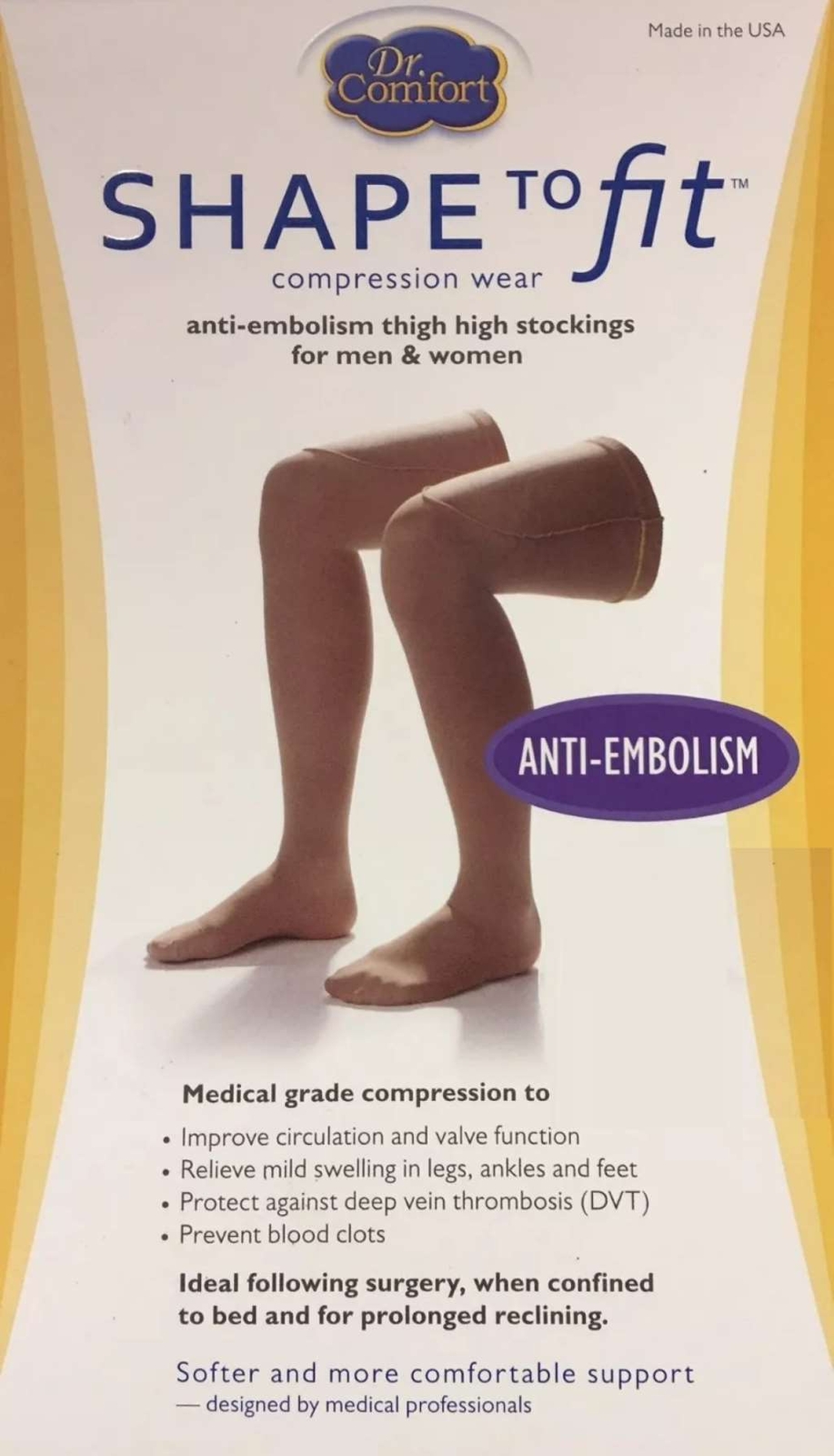 Dr. Comfort Anti-Embolism Thigh High Stockings, Closed Toe, Size:S/S Small Short