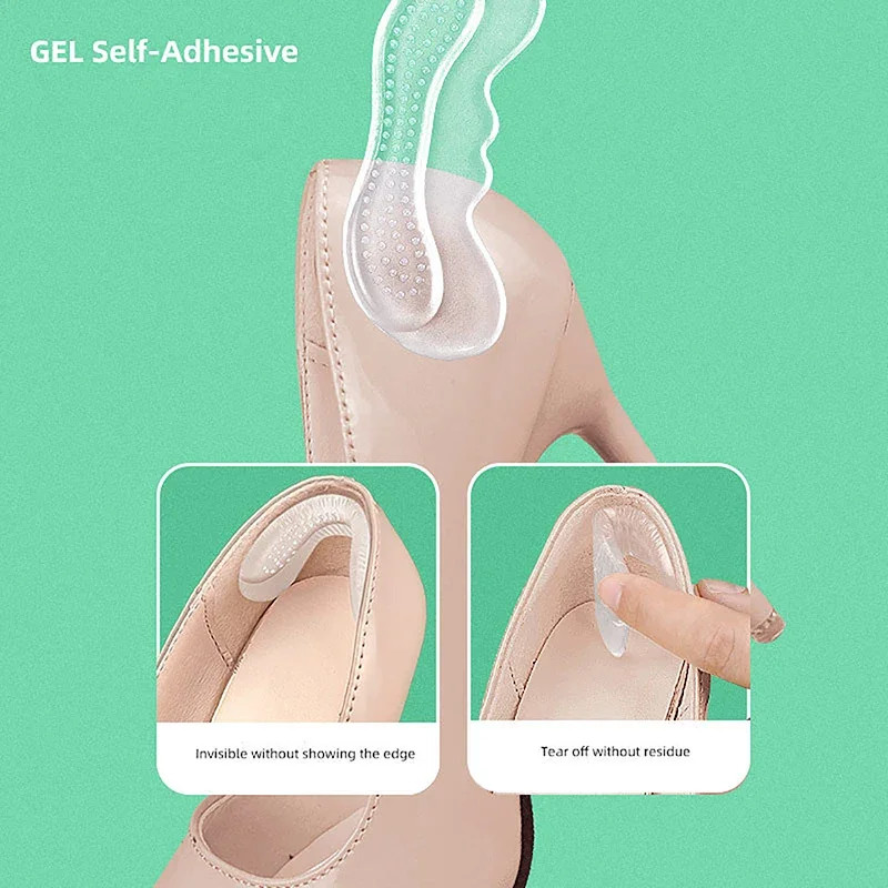 10 pairs Invisible Silicone Gel Heel StickersPain Relief InsolesFoot CareAdhesiv
