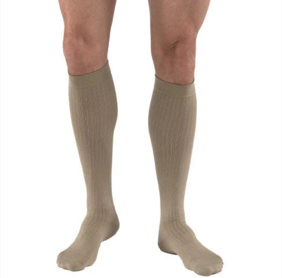 JOBST Men’s Dress Knee High 8-15 mmHg, Small, Khaki – 110796