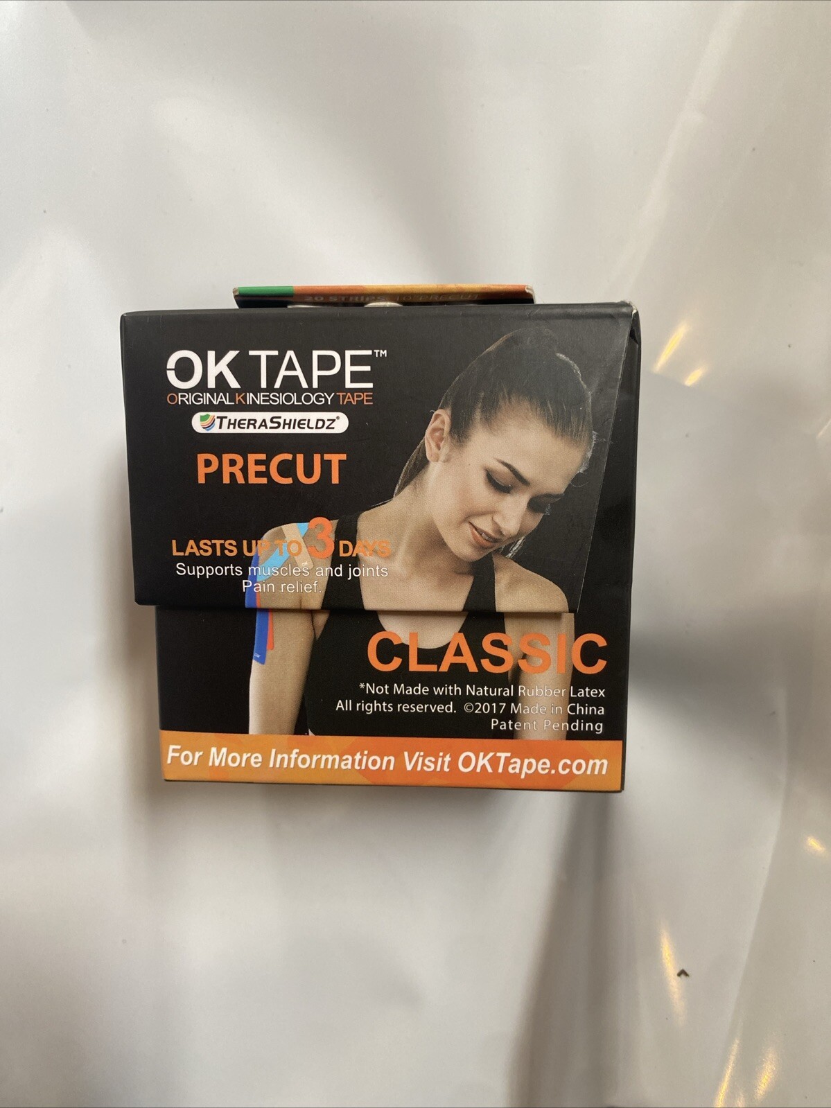 OK TAPE Kinesiology Tape 10 inches Precut, 20 Strips, Cotton Elastic Beige KT