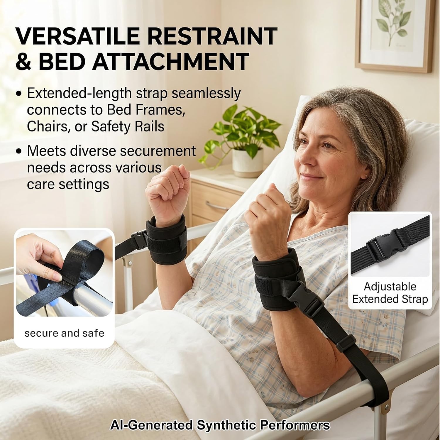 Wrist Restraints for Seniors Dementia Quick Release 2Pcs Adjustable