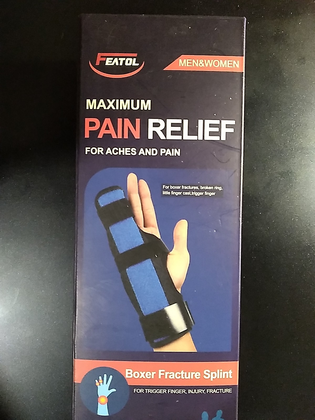 FEATOL Boxer Fracture Splint Brace For Trigger Finger Injury Tendinitis New