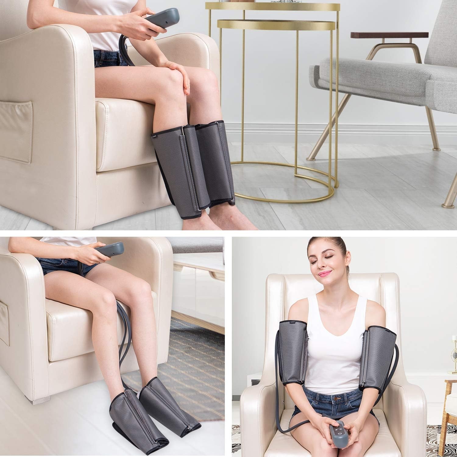 QUINEAR Air Compression Leg Massager for Circulation & Pain Relief, Adjustable