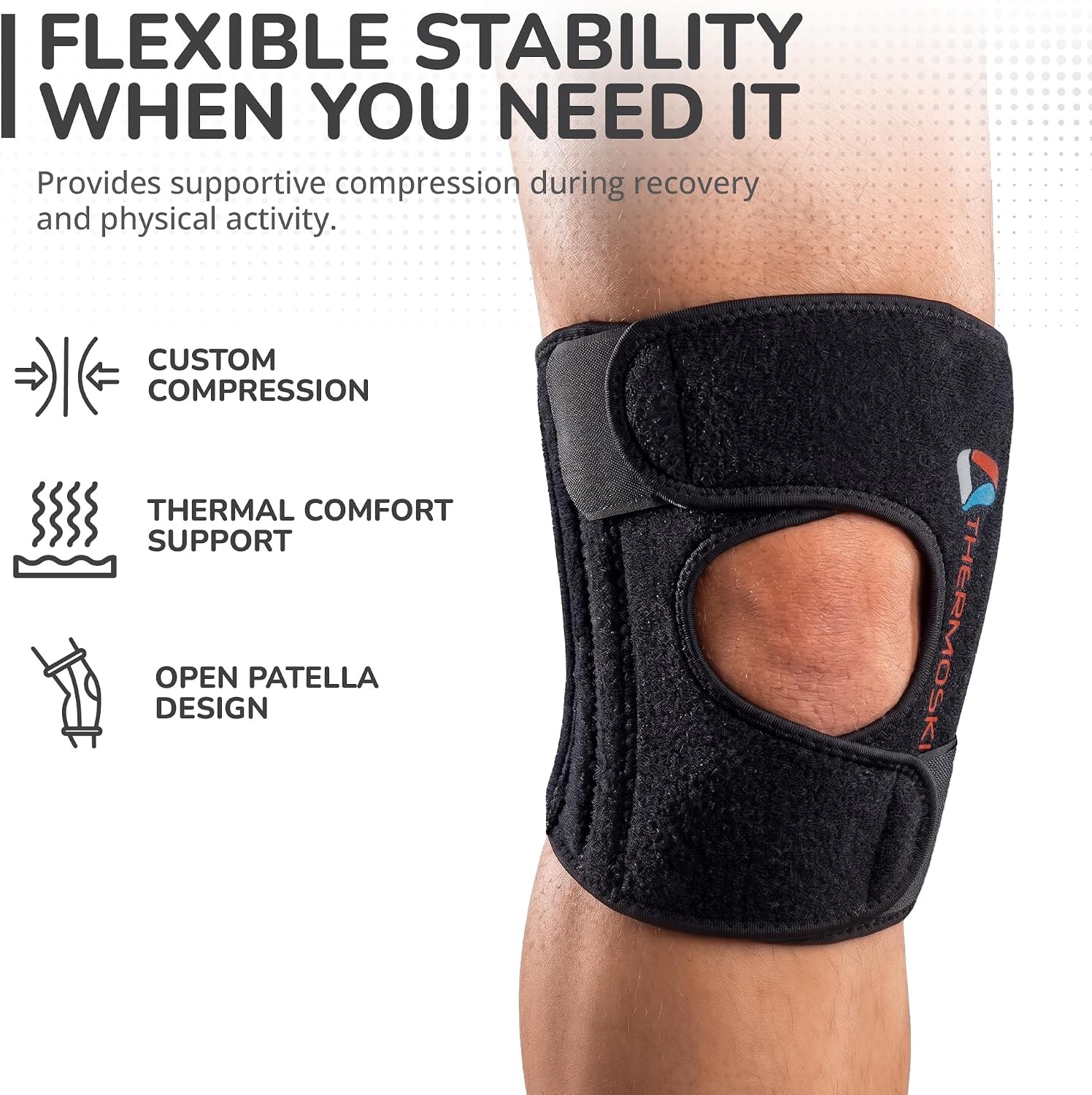 Thermoskin Sport Knee Stabilizer, Small/Medium, Black