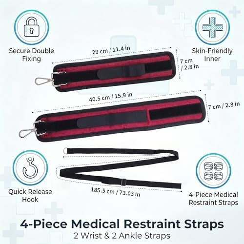 Patient Medical Restraints, Adjustable Bed Restraints Belts for Wrists and Ankle