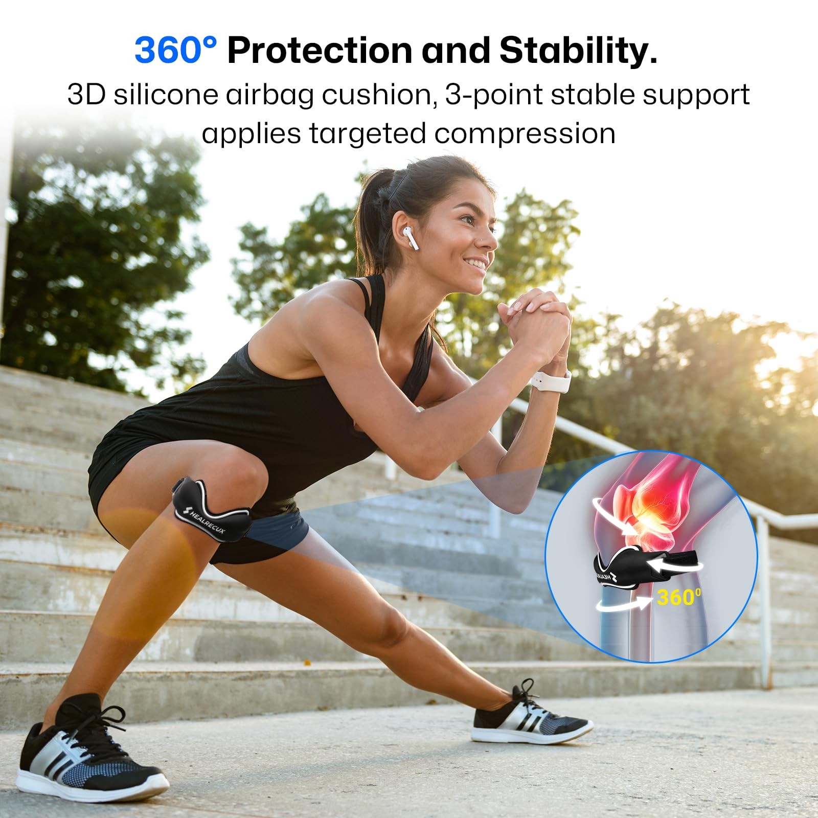 Patellar Tendon Support Strap, Silicone Patella Knee Strap, Non-Slip Patella …