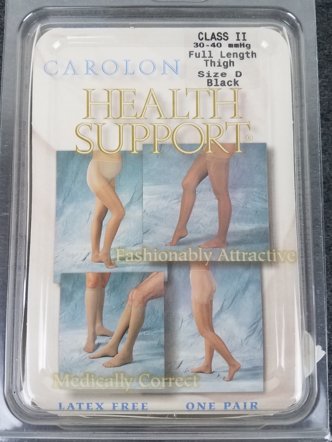Carolon Women’s Health Support Class II Full Length Thigh Size D BLACK