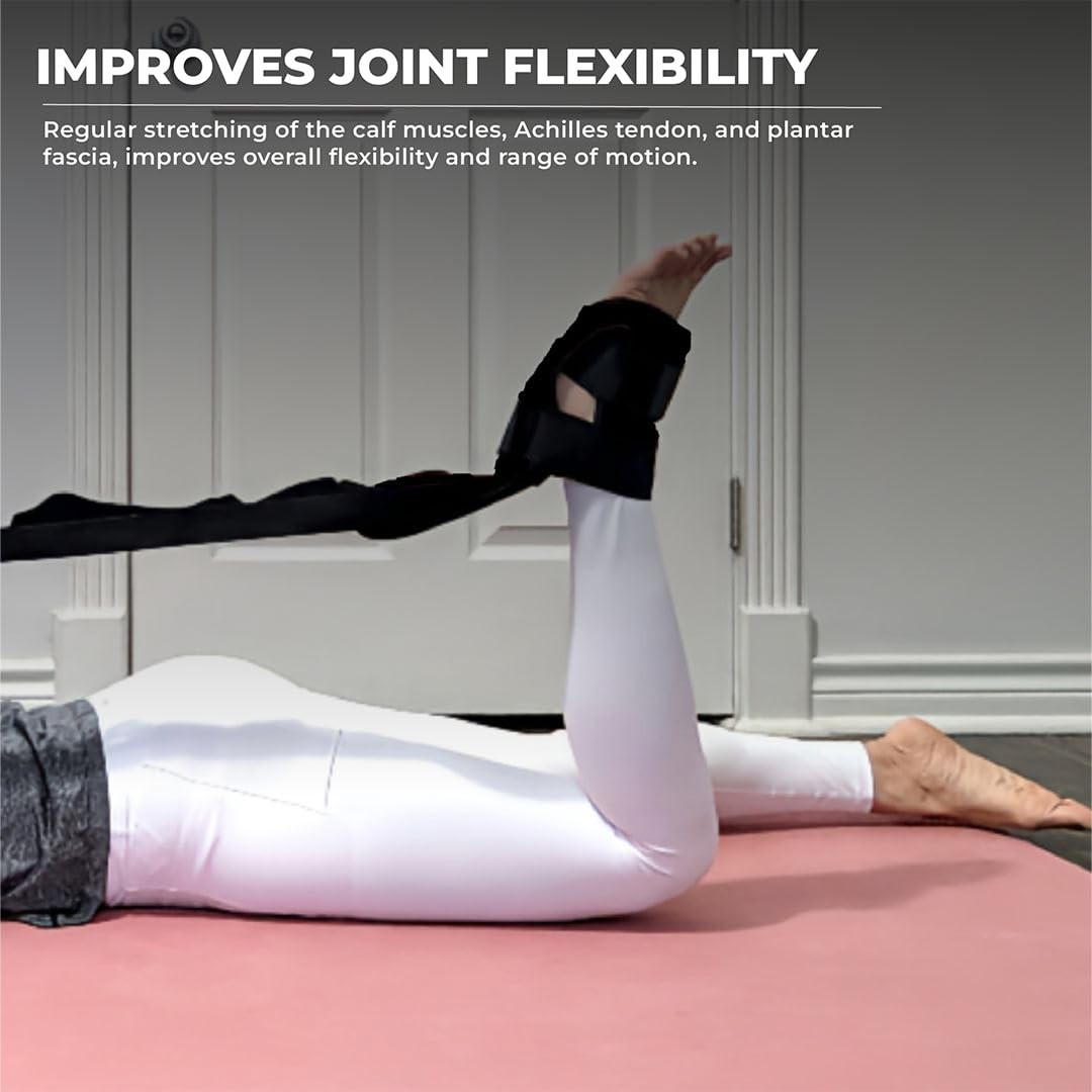 Foot and Calf Stretcher – Stretching Strap for Plantar Fasciitis, Black