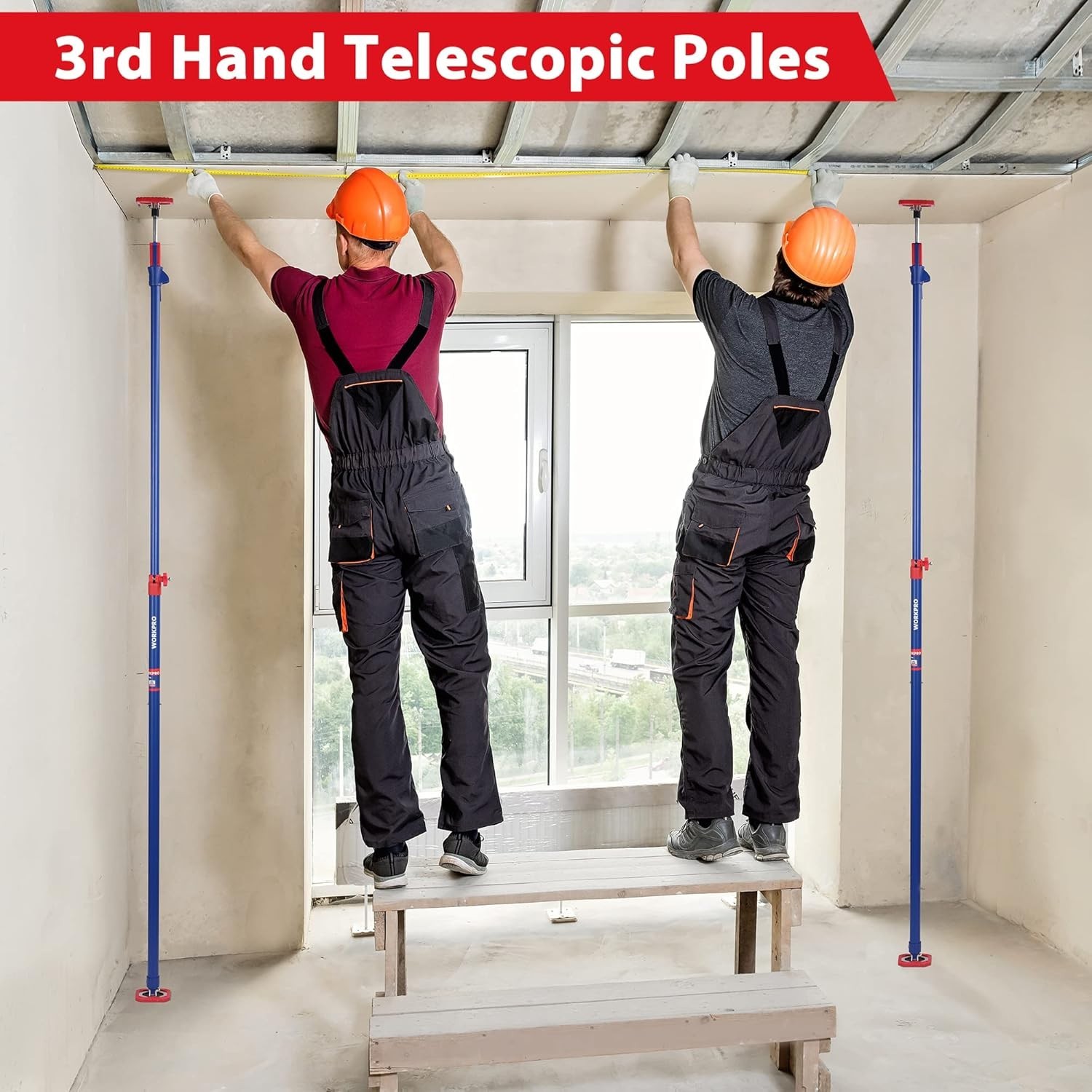 Support Pole Telescopic Adjustable Support Rod Cabinet Drywall Cargo 4 Pack