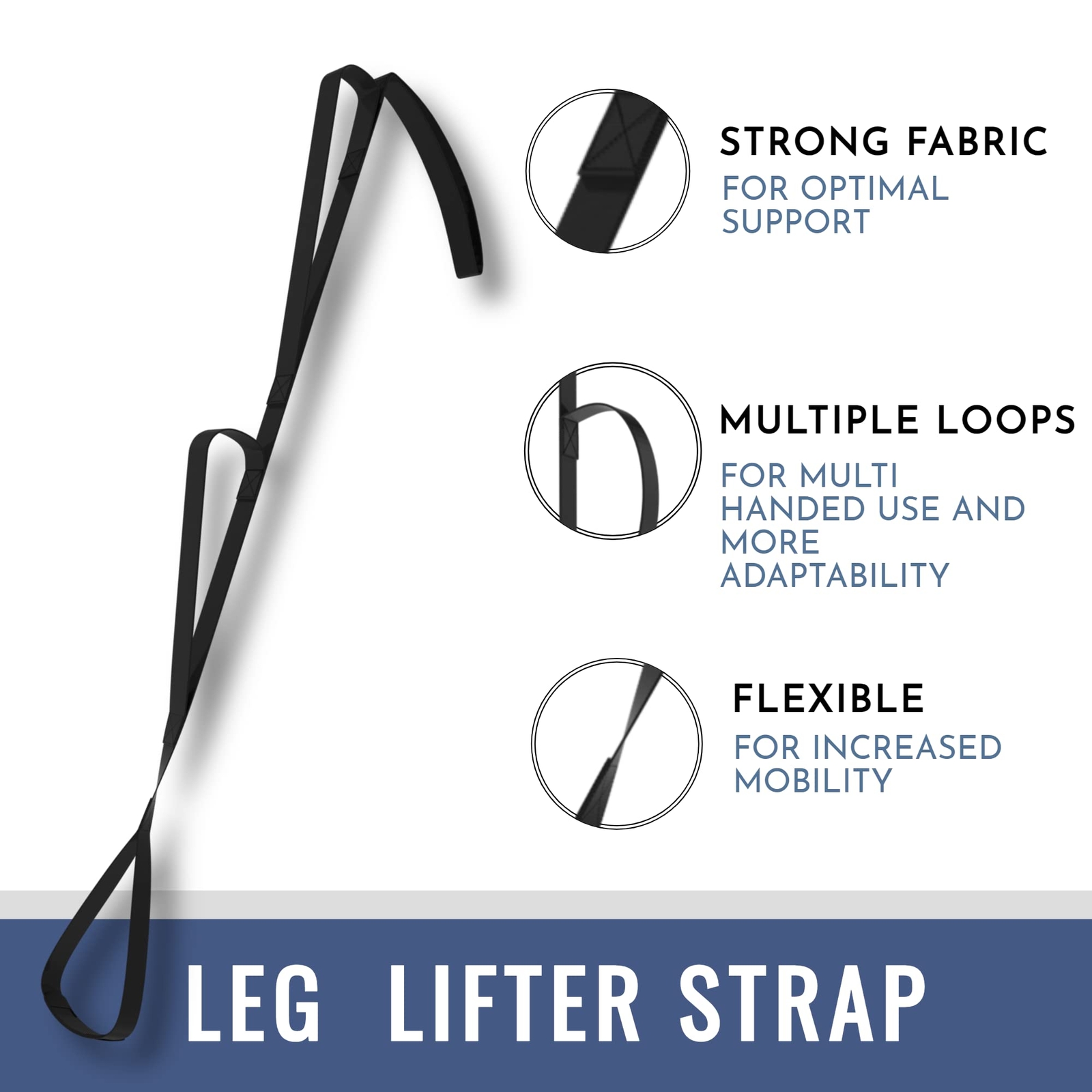 Extra Long Leg Lifter Strap with Loops Aids Mobility After Hip or Knee Surgery