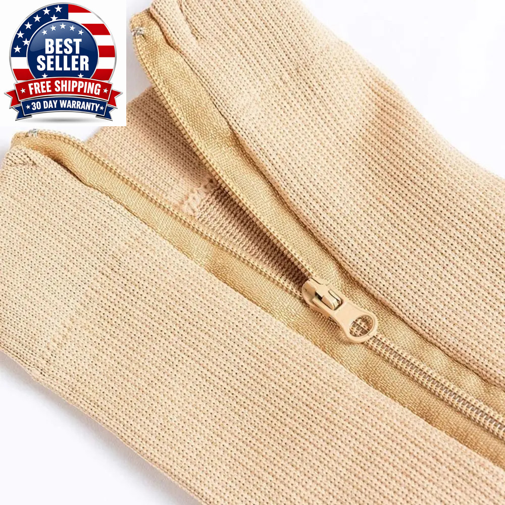 1 Pair Zipper Compression Socks Women Men High Elasticity Nylon Closed Toe Press