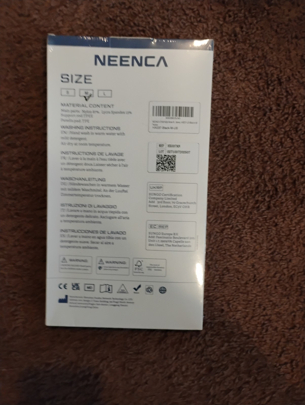 NEENCA HX037 Knee Brace Black Medium Compression Support Protection CE Certified