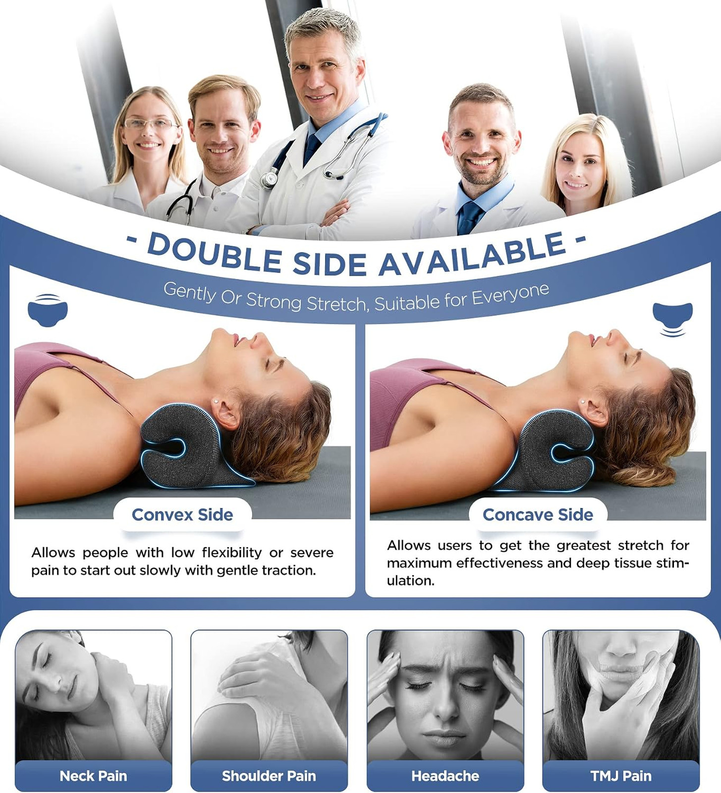 Neck Stretcher Magnetic Therapy Cover 2 Modes Gentle Strong Pain Relief Cervical