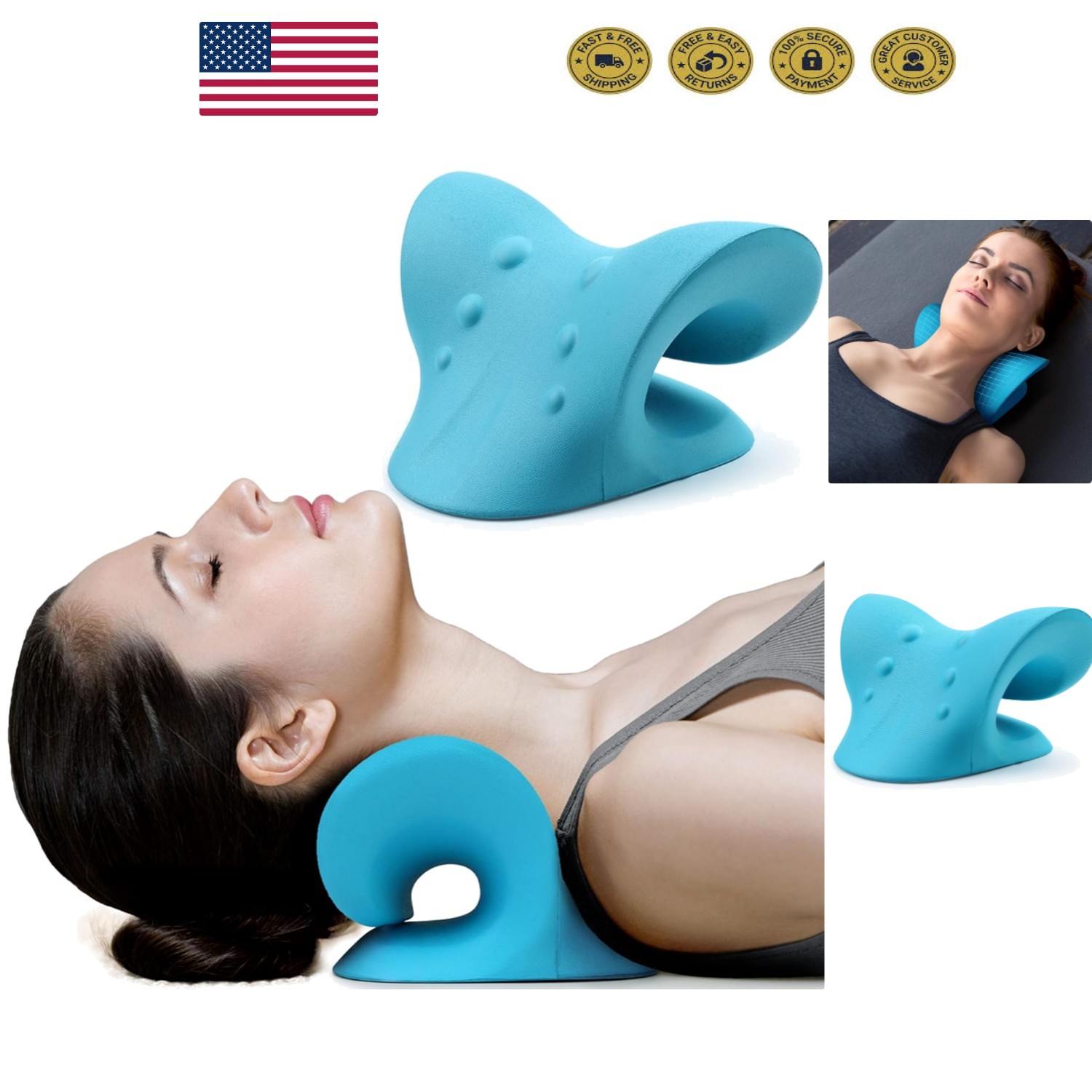 Portable Cervical Traction Pillow – Memory Foam Neck Stretcher for Pain Relief