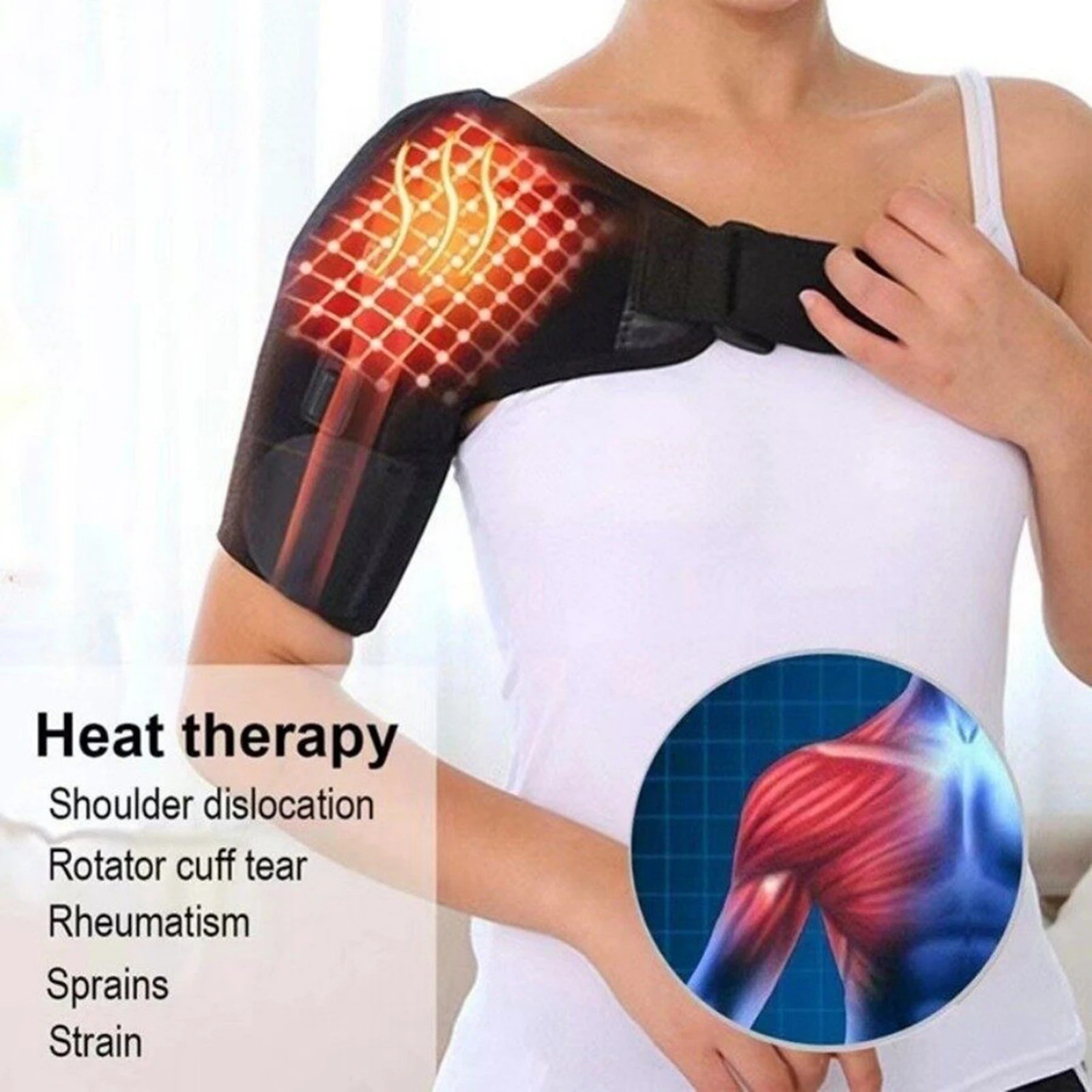 Self Heating Shoulder Brace Adjustable Wrap Pain Relief Rotator Cuff Support