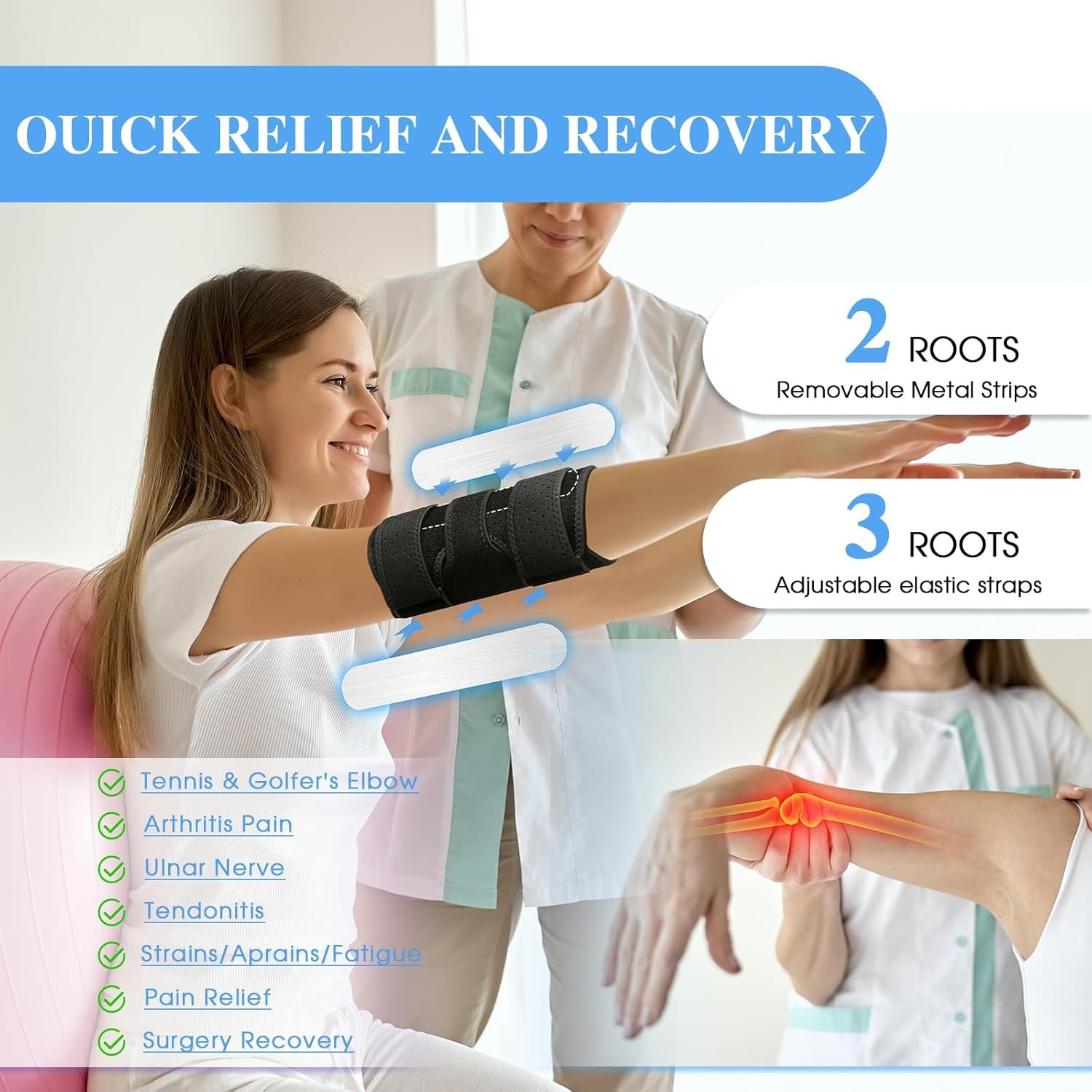 Elbow Brace, Elbow Splint for Cubital Tunnel Brace for Sleeping-Immobilizer for