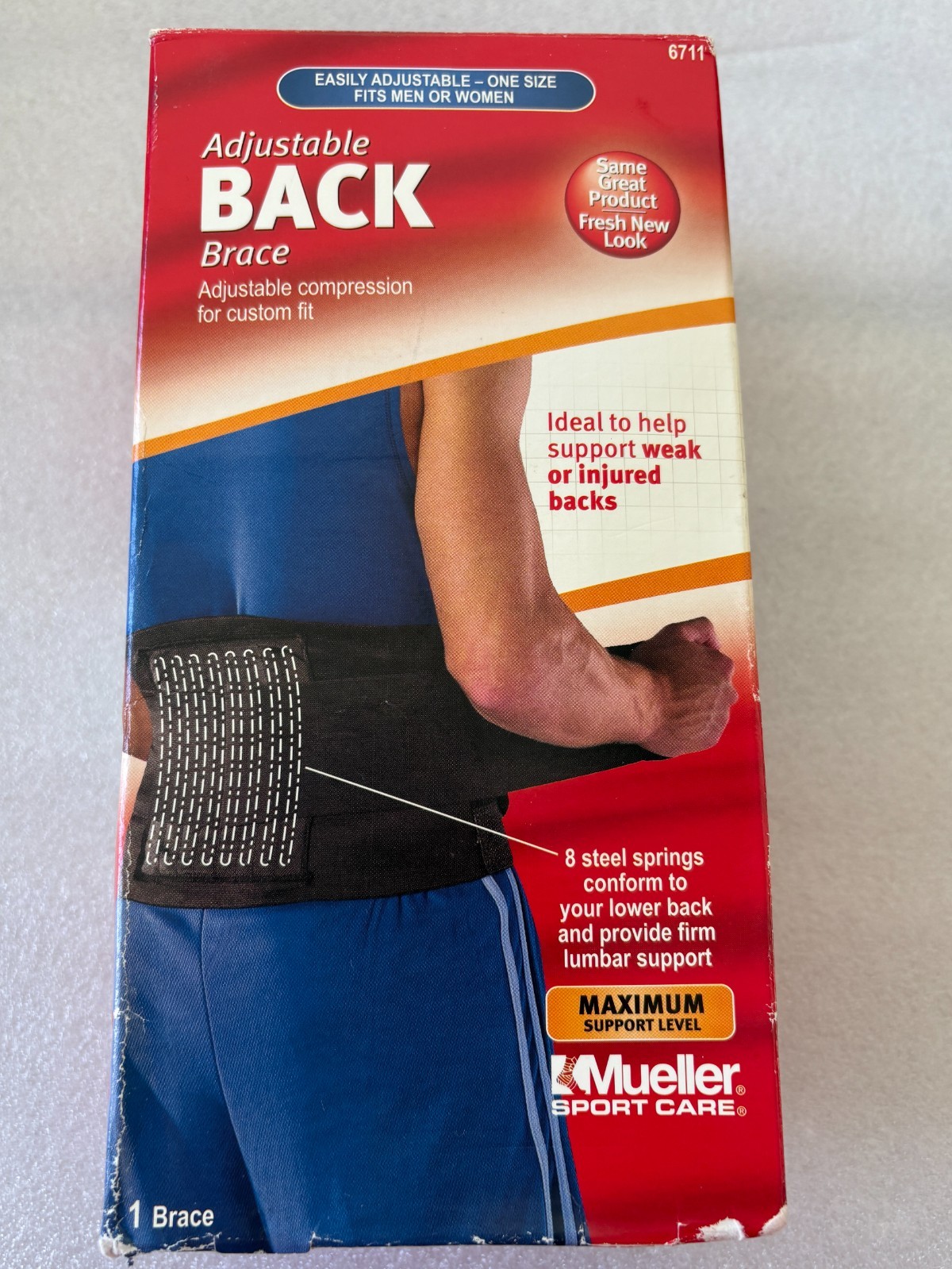 Mueller BACK BRACE Adjustable Maximum Support Level 6711 Black One Size Unisex