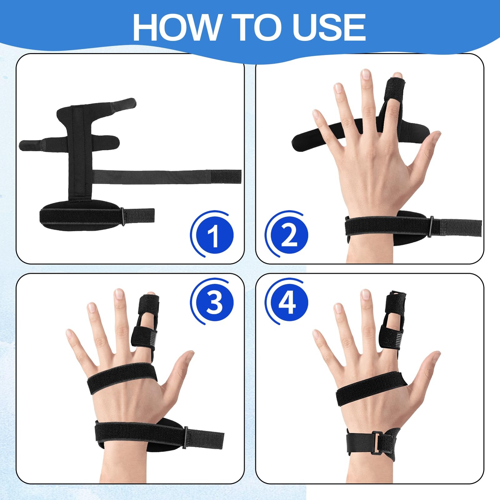 JDVBDNK 2 Pcs Trigger Finger Brace, Adjustable Hand Splint, One Size, black
