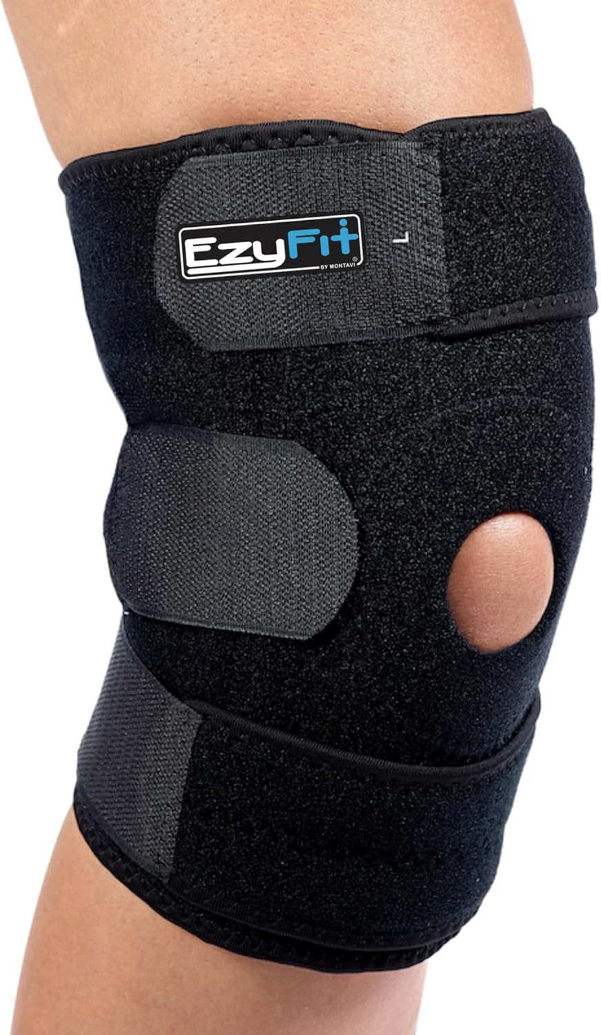 MEDIUM EzyFit Knee Brace, Adjustable Support, Anti-Slip, Flexible, Open Patella