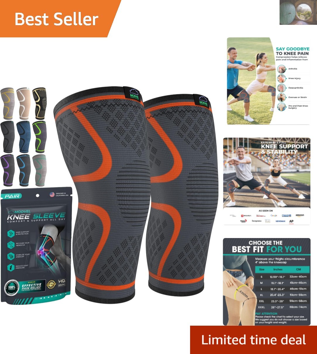 Lightweight Knee Compression Brace Set – Ideal for Recovery & Sports Activities