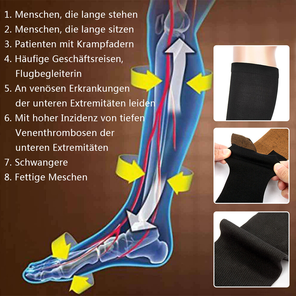 3 Pairs Copper Compression Socks 20-30mmHg Graduated Support Mens Womens S-XXL