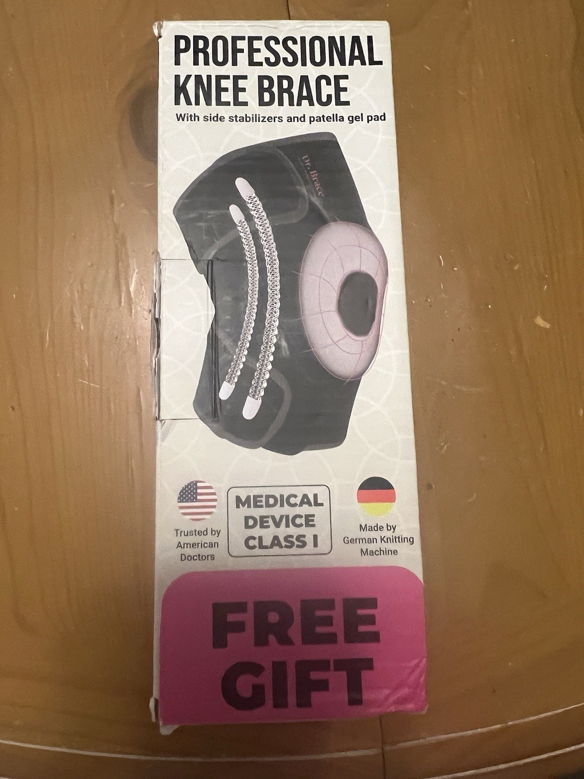 DR. BRACE Professional Knee Brace w/ Side Stabilizers Patella Gel Pads L