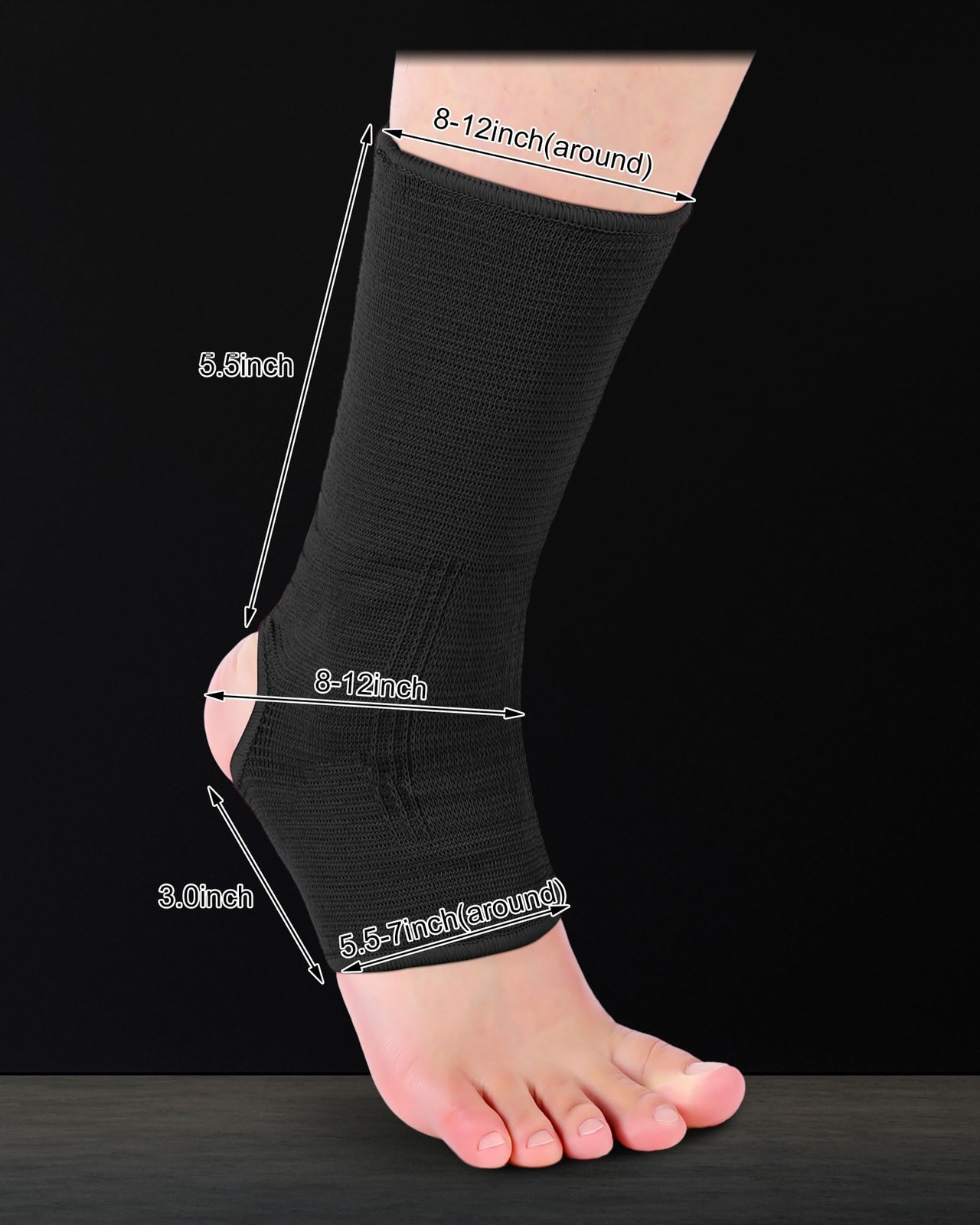 Handepo 4 Pairs Muay Thai Ankle Wraps MMA Compression Foot Large, Black