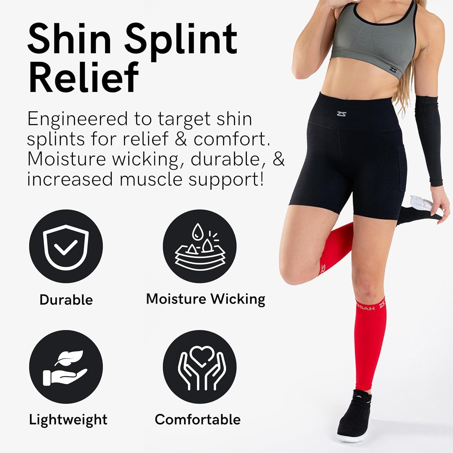 Compression Leg Sleeves for Shin Splints – Blue