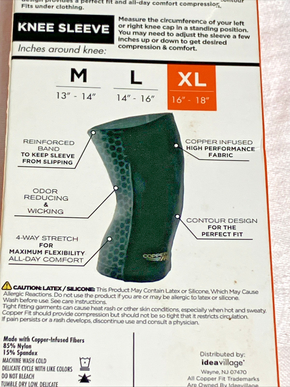 Copper Fit Freedom Copper Infused Compression Knee Sleeve XL Black