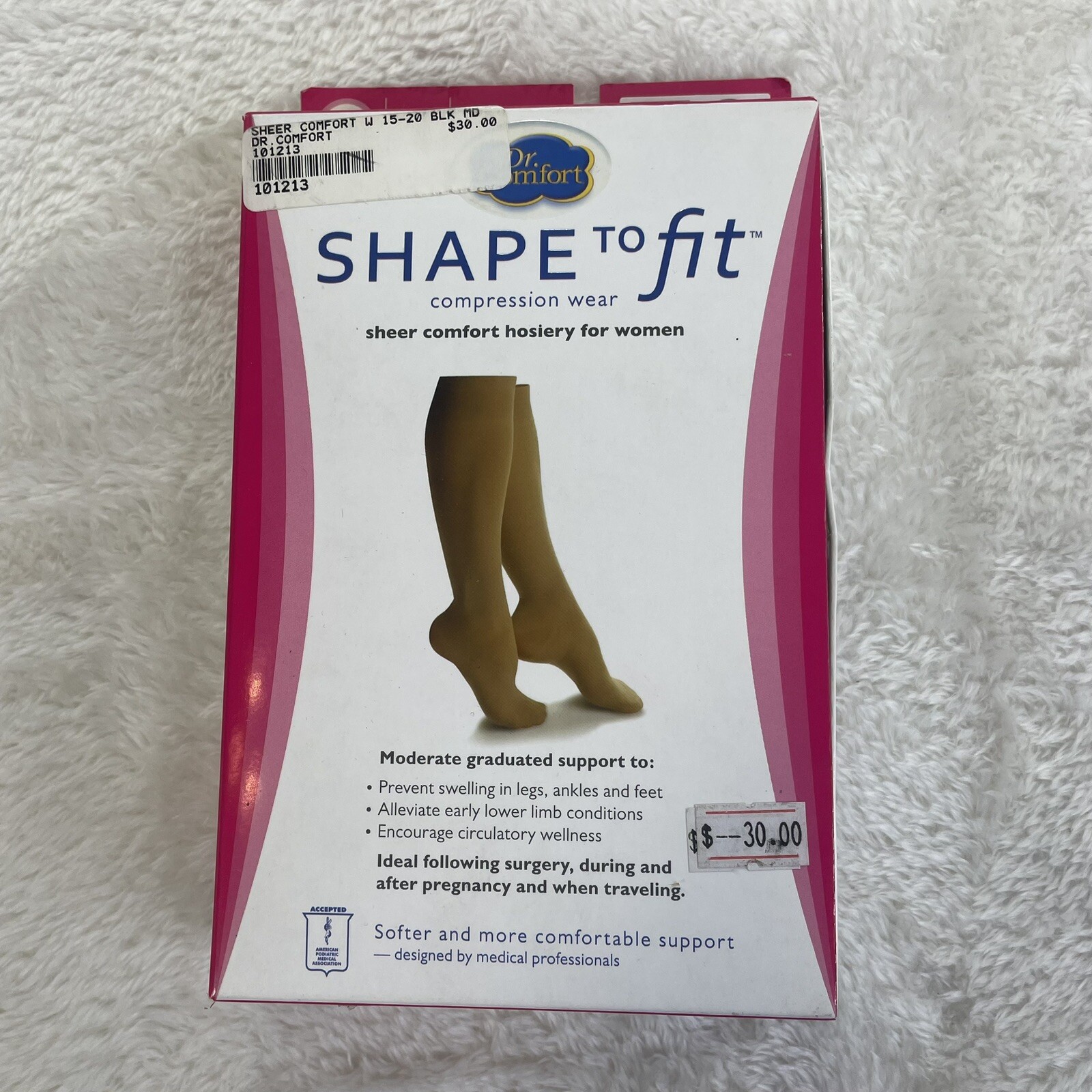 Dr Comfort Shape to Fit Womens 15-20 mmHg Compression Socks Size Medium BLACK