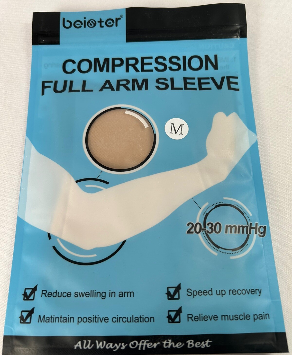 Boistor Full Arm Sleeve Compression Size Medium Beige New