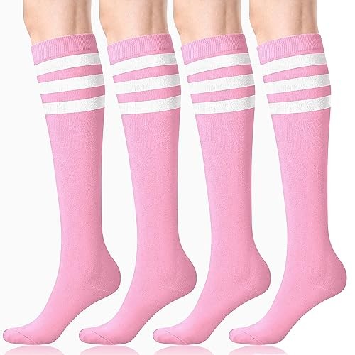Women’s Knee High Socks Outdoor Sport Athletic Socks Casual One Size Pink
