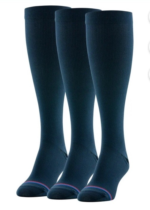 (3 Pr) Compression Socks-Navy Blue (Men 7-12/L-10-13)-LOWER COST THAN WALMART!