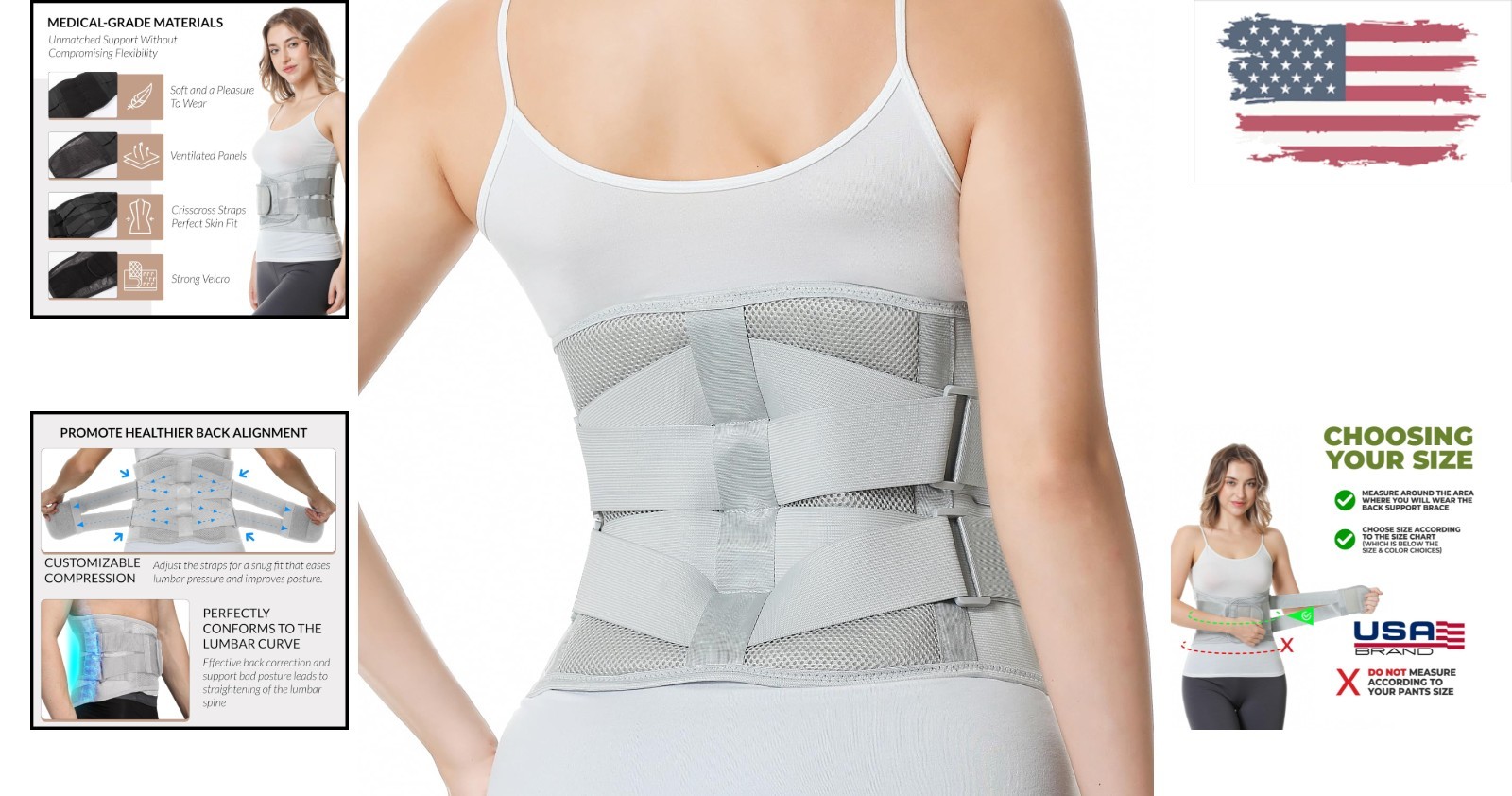 Comfort Fit Lower Back Brace with Crisscross Design – Size L for Pain Relief