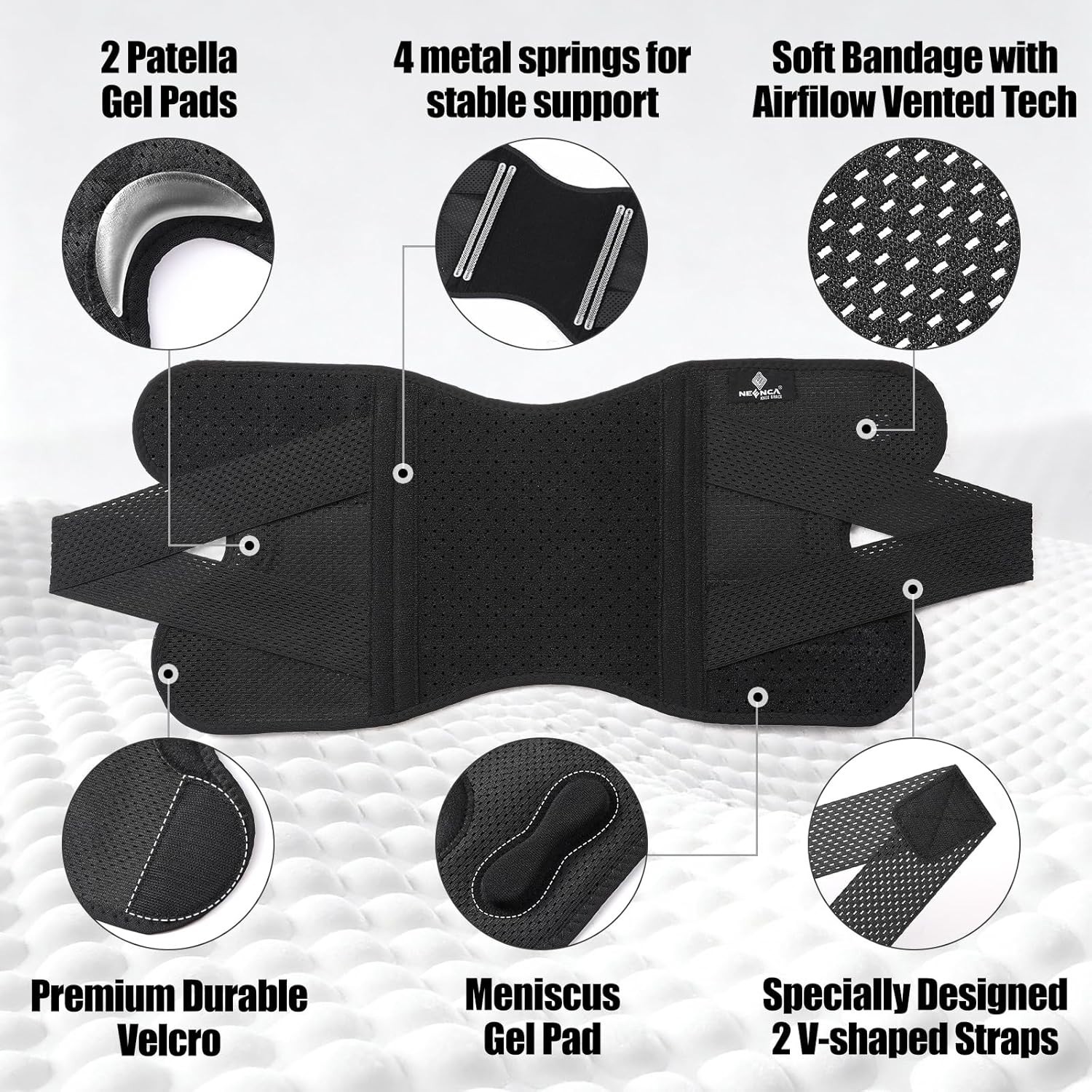 Knee Brace Compression Support Air Mesh Fabric Adjustable