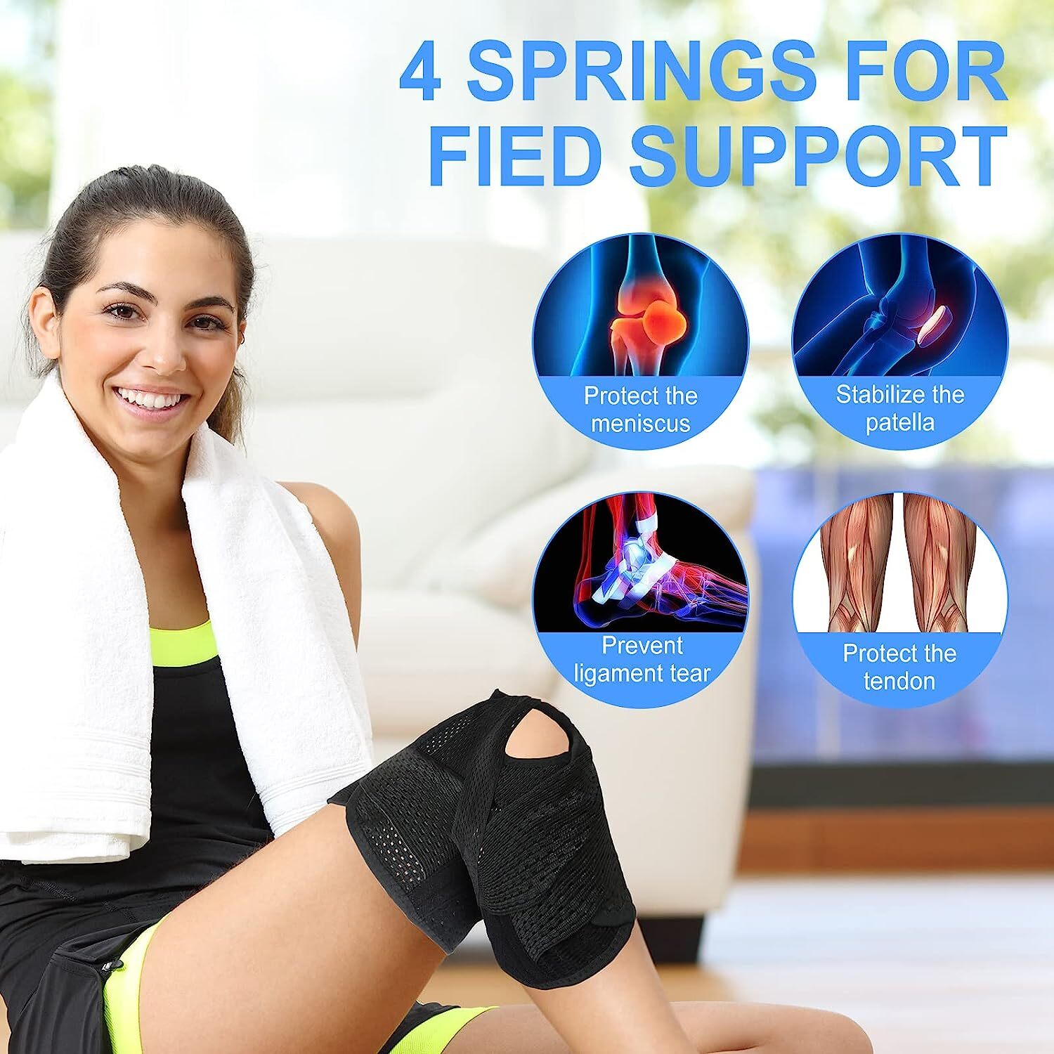 Knee Brace with Side Stabilizers Relieve Meniscus Tear Pain ACL Arthritis Straps