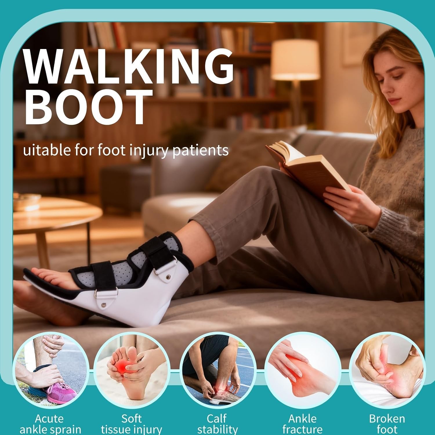 Walking Boot Fracture Boot for Broken Toe Injuries, Sprained Ankles