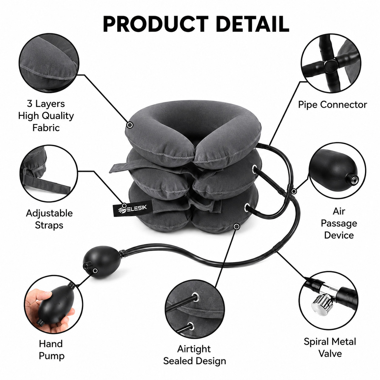Cervical Neck Traction Device Adjustable Stretcher Brace Support Pain Relief Aid